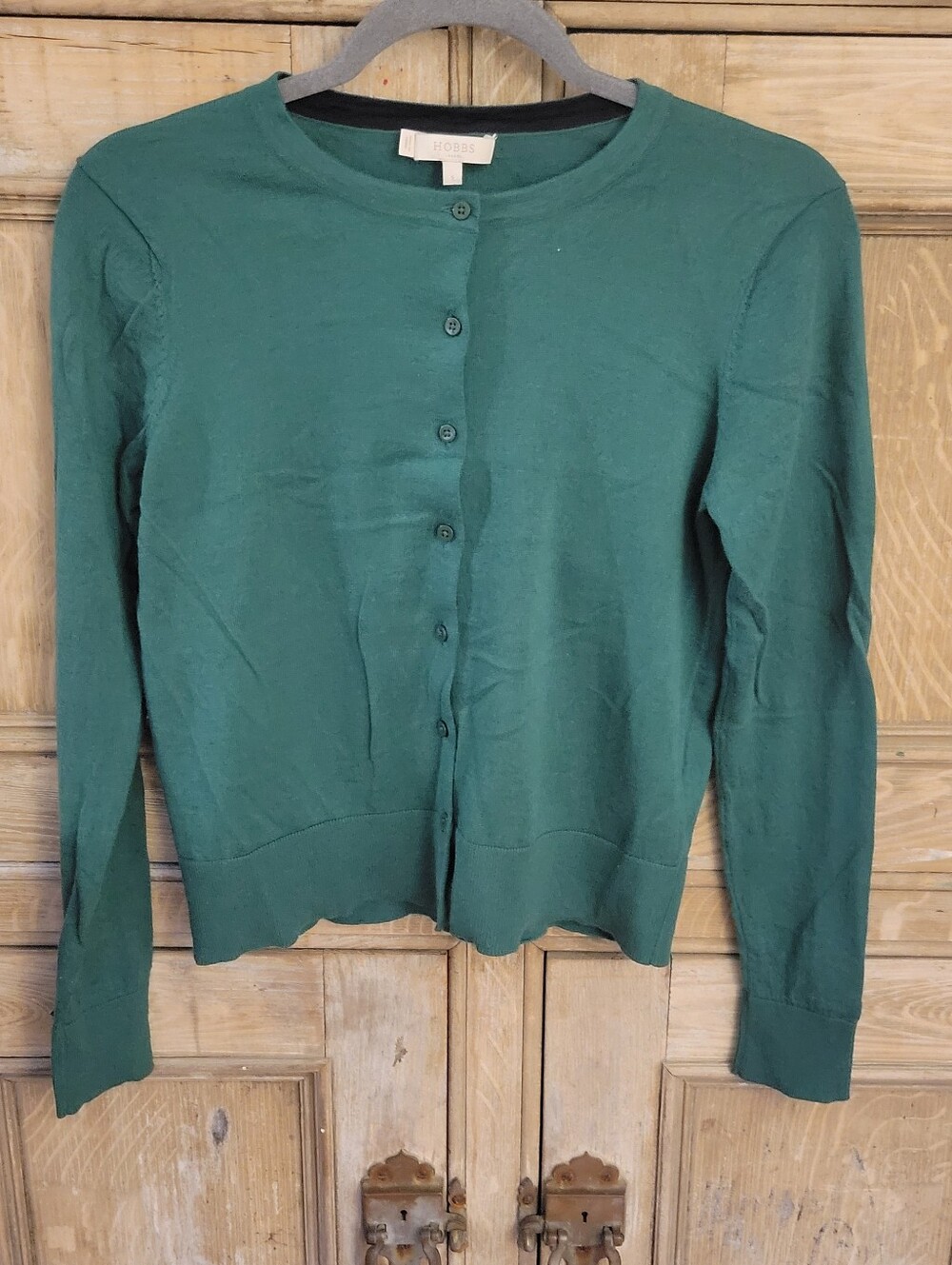 Hobbs London Michelle Crewneck Knit Cardigan Green Small